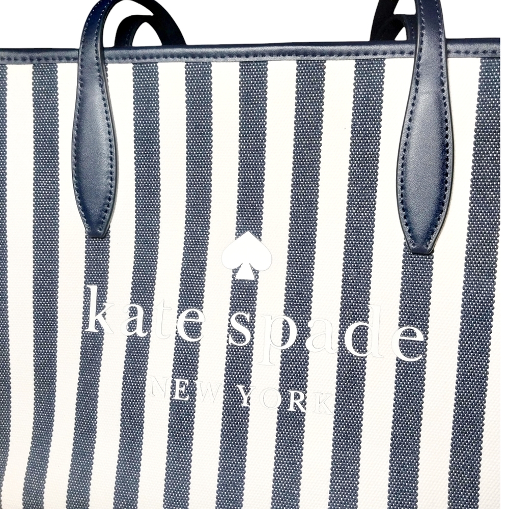Kate Spade Street Tote Striped Side Snap Tote Bag New Without Tags - Picture 3 of 8